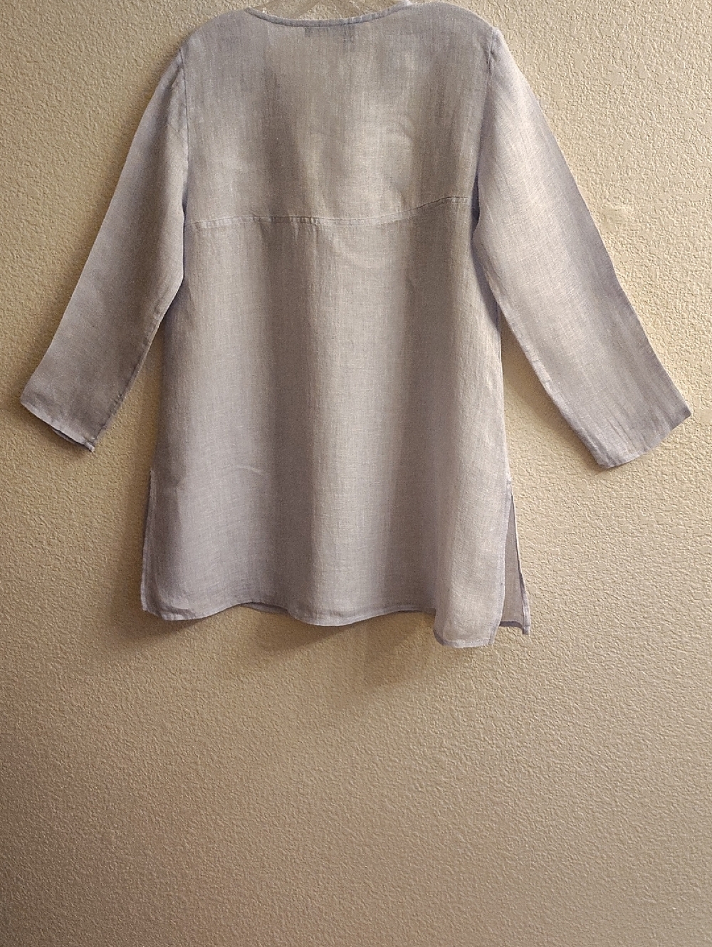 EILEEN FISHER Women's Sz XS Light Blue Round Neck 3/4 Sleeves Buttons B26 X P - Picture 2 of 11